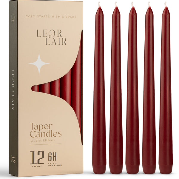 Dark Red Taper Candles - 10 inch