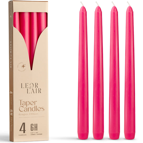 Hot Pink Taper Candles - 10 inch