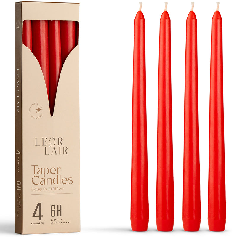 Red Taper Candles - 10 inch