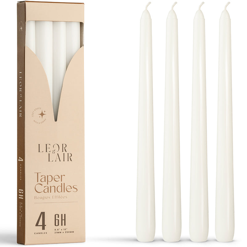 White Taper Candles - 10 inch