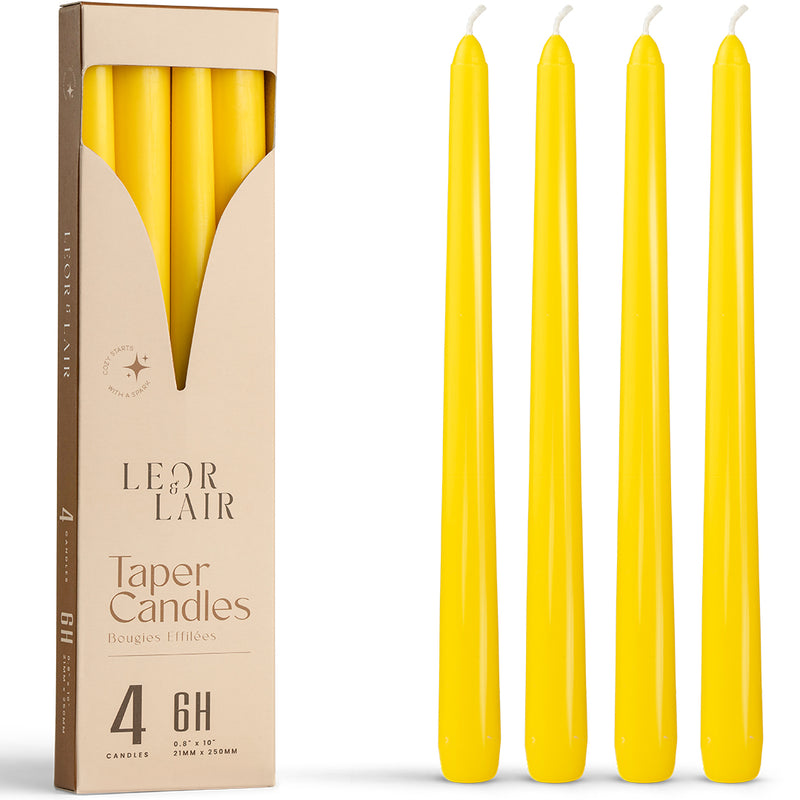 Yellow Taper Candles - 10 inch