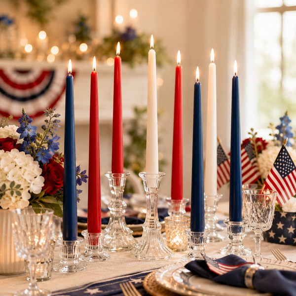 4th of July Taper Candles Set - 10 Inch - Red, Blue, & White