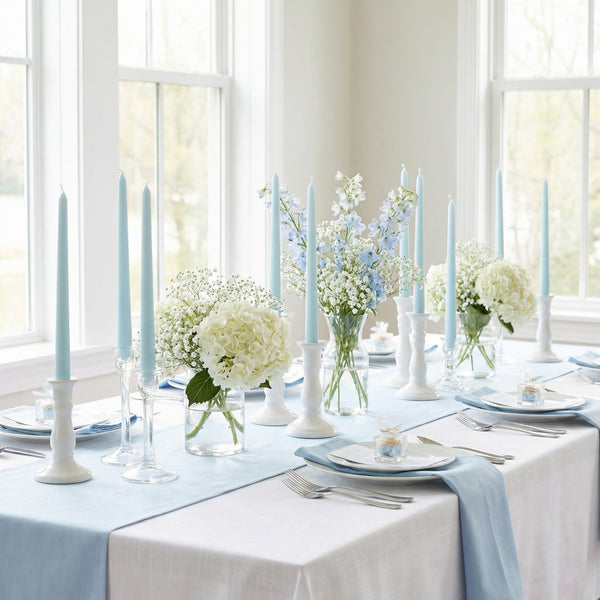 Light Blue Taper Candles - 10 inch