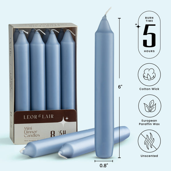 6 Inch Taper Candles - Blue
