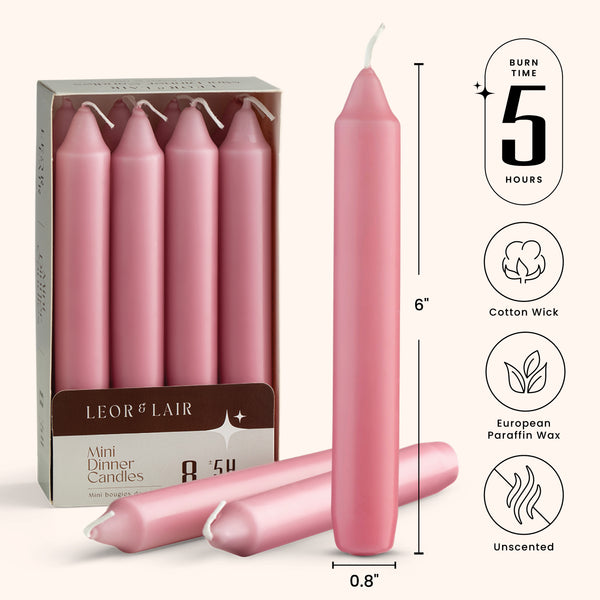 6 Inch Taper Candles - Pink