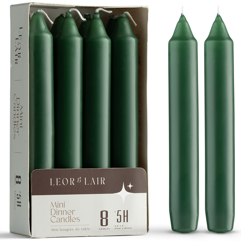 6 Inch Taper Candles - Green