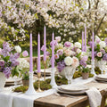 light purple tapered candles